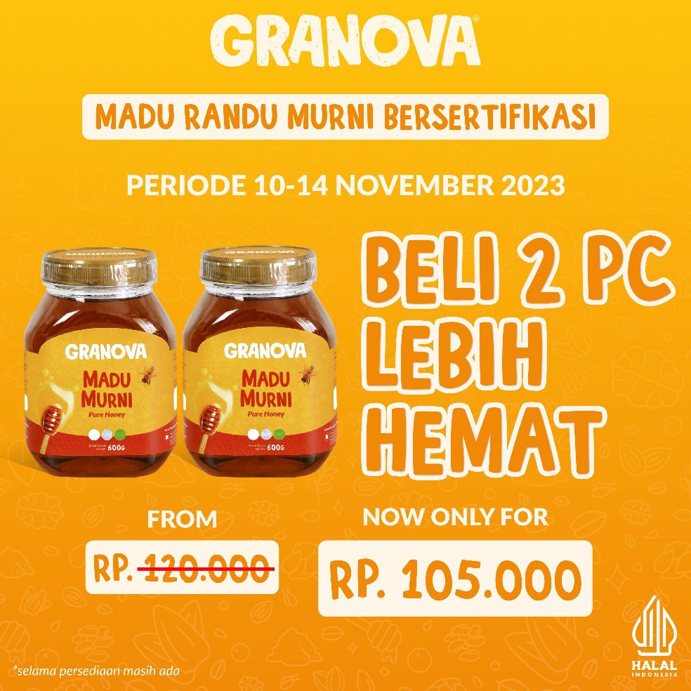 

[✭Q55<] Granova - Madu Murni Randu 600gr (Premium, Madu Asli 100%, Sehat, Natural) [146]