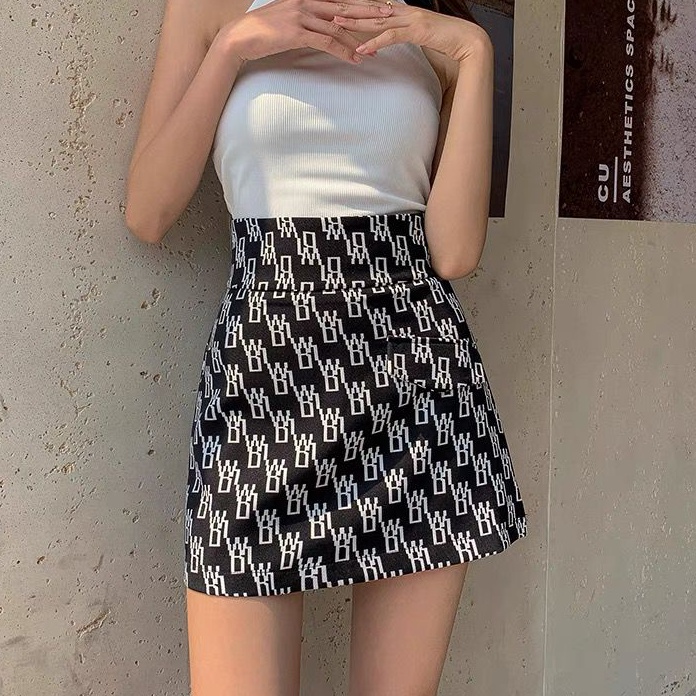 MODEL BTC635 Mia Korean Mini Skirt A-line Slimming High Waist Rok Pendek Bermotif (S-XL)