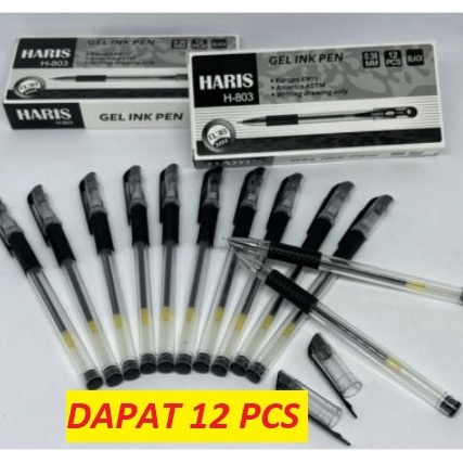 

[KODE PRODUK BJCZL9780] (12pcs) Pulpen - Pen - Pena - Bolpoin - Bolpen Gel Lancip Hitam Jarum Needle Tip 0.38mm Haris H 803