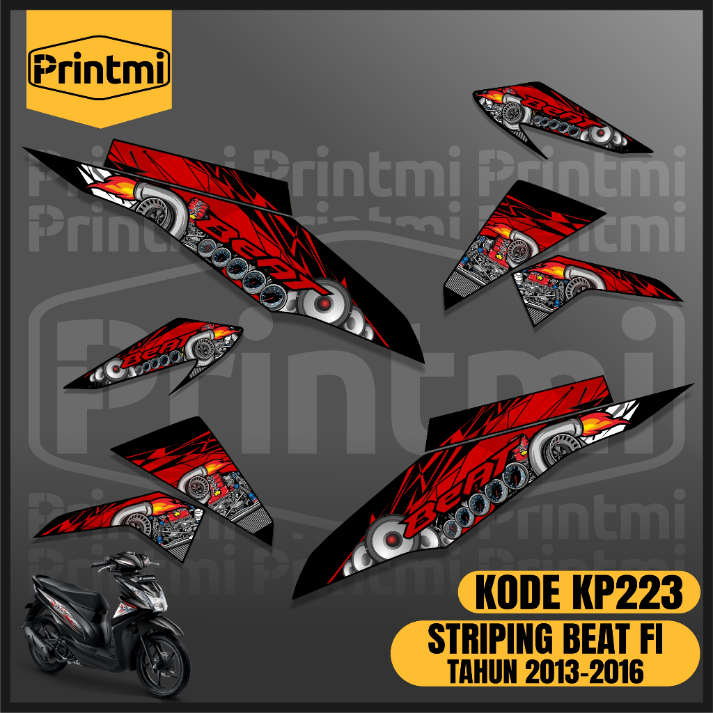 Stiker Striping Motor Beat FI 2013-2016 Simple Variasi List Modifikasi Printmi KP223