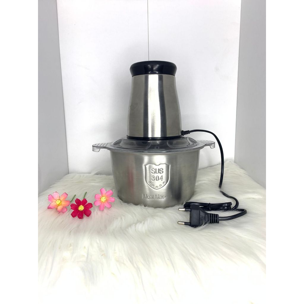 Blender Daging Stainless Steel Kapasitas 2 Liter Blender MPASI Low Watt 250W Meat Grinder Food Chopp