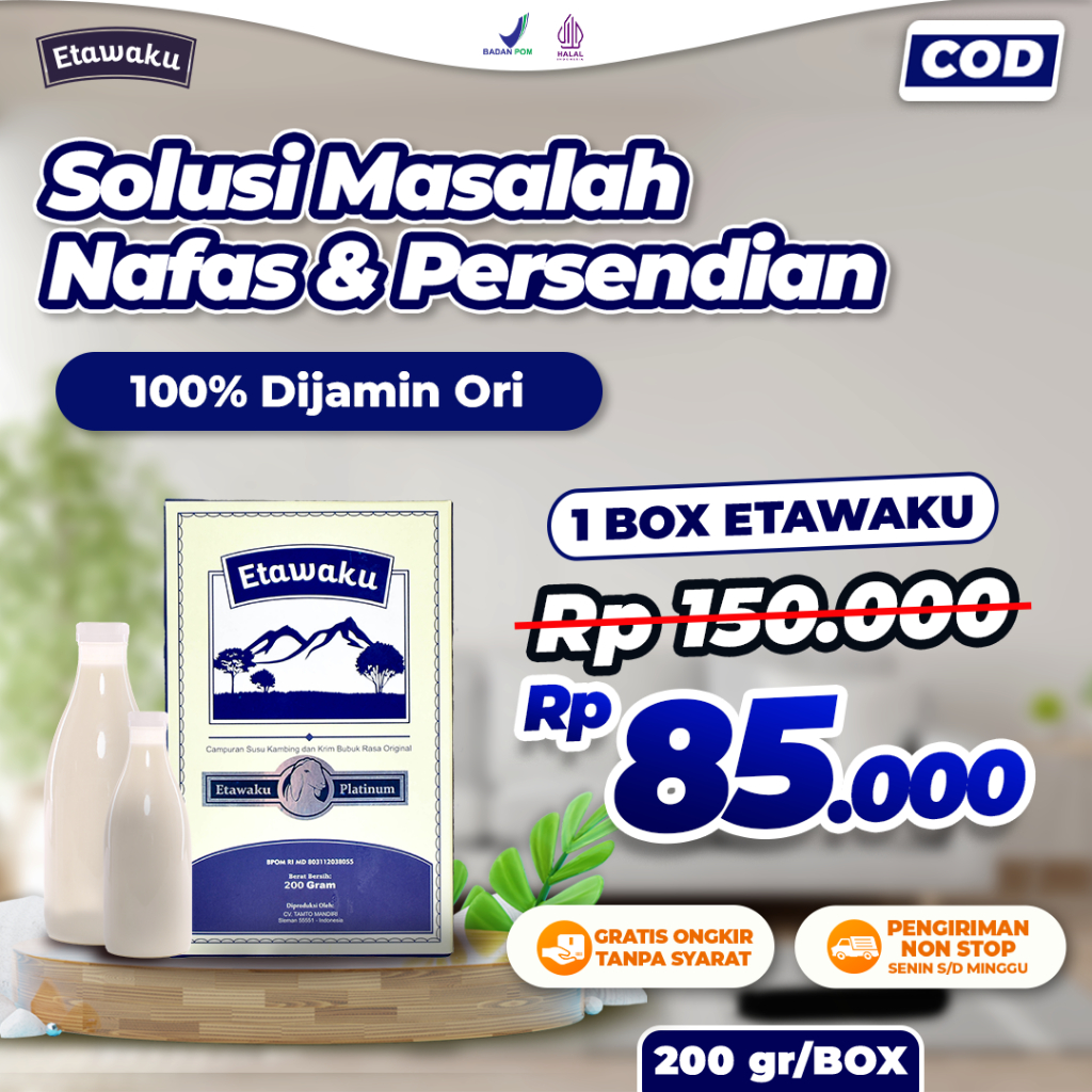 

Etawaku Platinum - Susu Kambing Solusi Masalah Pernafasan Asma Bronkitis Sesak Napas Bebas Pengawet Rendah Gula Tingkatkan Imunitas Daya Tahan Tubuh Cegah Tulang Keropos Asi Booster Isi 200gr