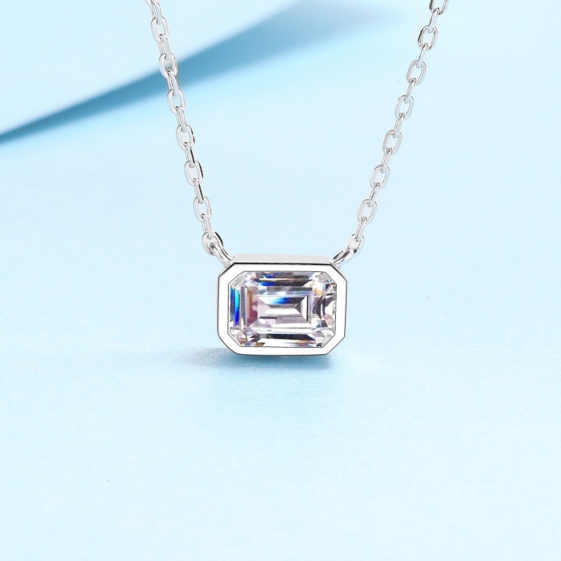 1ct Emerald cut moissanite diamond pendant