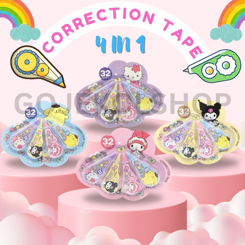 

Correction Tape Sanrio 4 IN 1 / Correction Tape Aesthetic