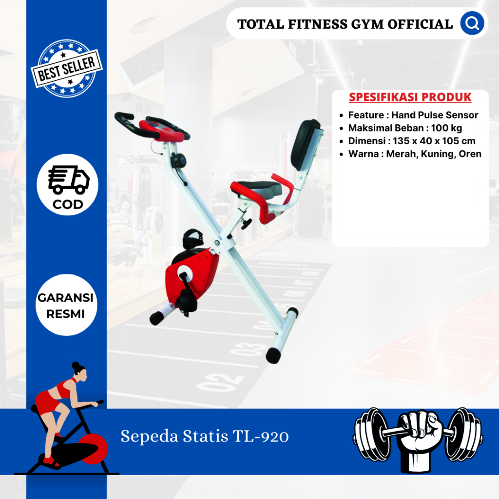Alat Fitness, Sepeda Olahraga, Sepeda Statis TL 920, X Bike Total Fitness TL-920 jakarta
