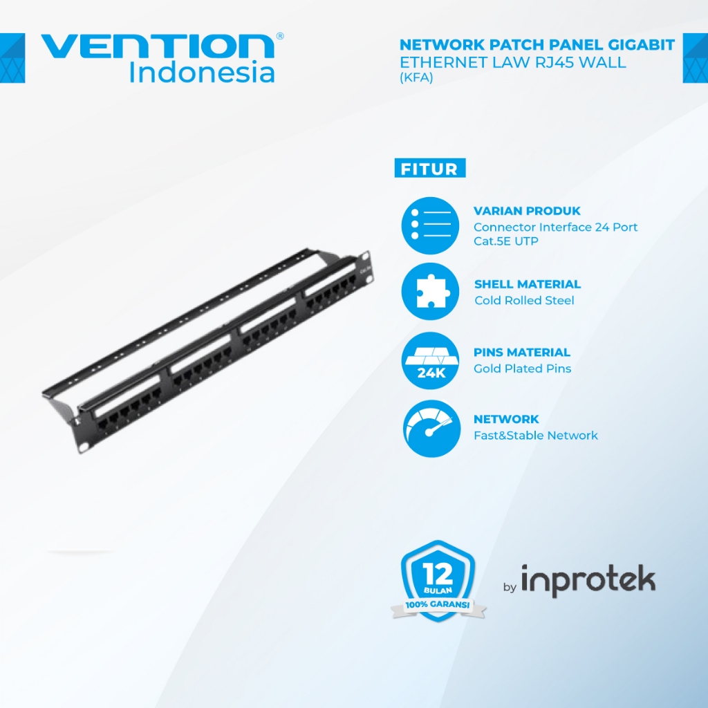 Vention Network Patch Panel Gigabit Ethernet LAN RJ45 Wall/ Rackmount