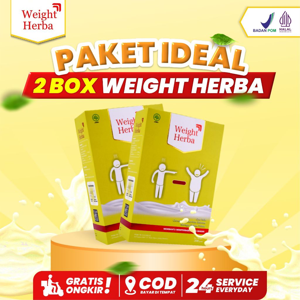 

Paket 2 Weight Herba Nafsu Makan Original Susu Penambah Berat Badan dan Penggemuk Badan Perlancar Pencernaan