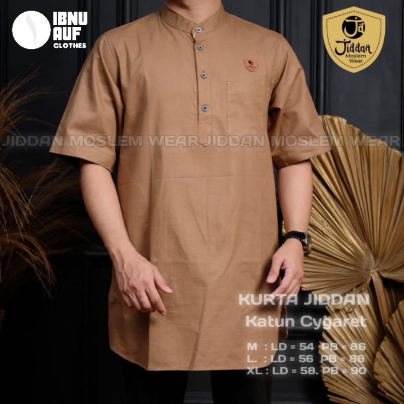 Baju Koko Kurta Dewasa Lengan Pendek Pria Atasan Kemko Jiddan Muslim Premium Bahan Katun Sigaret
