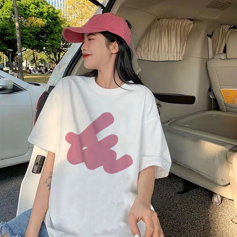 XIAOZHAINV t shirt Pink graffiti kaos oversize atasan korean style wanita korean style wanita bigsize ootd A0916