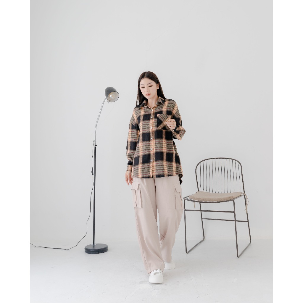 IdBrand Casual - Kemeja Flanel Oversized Wanita/Pria