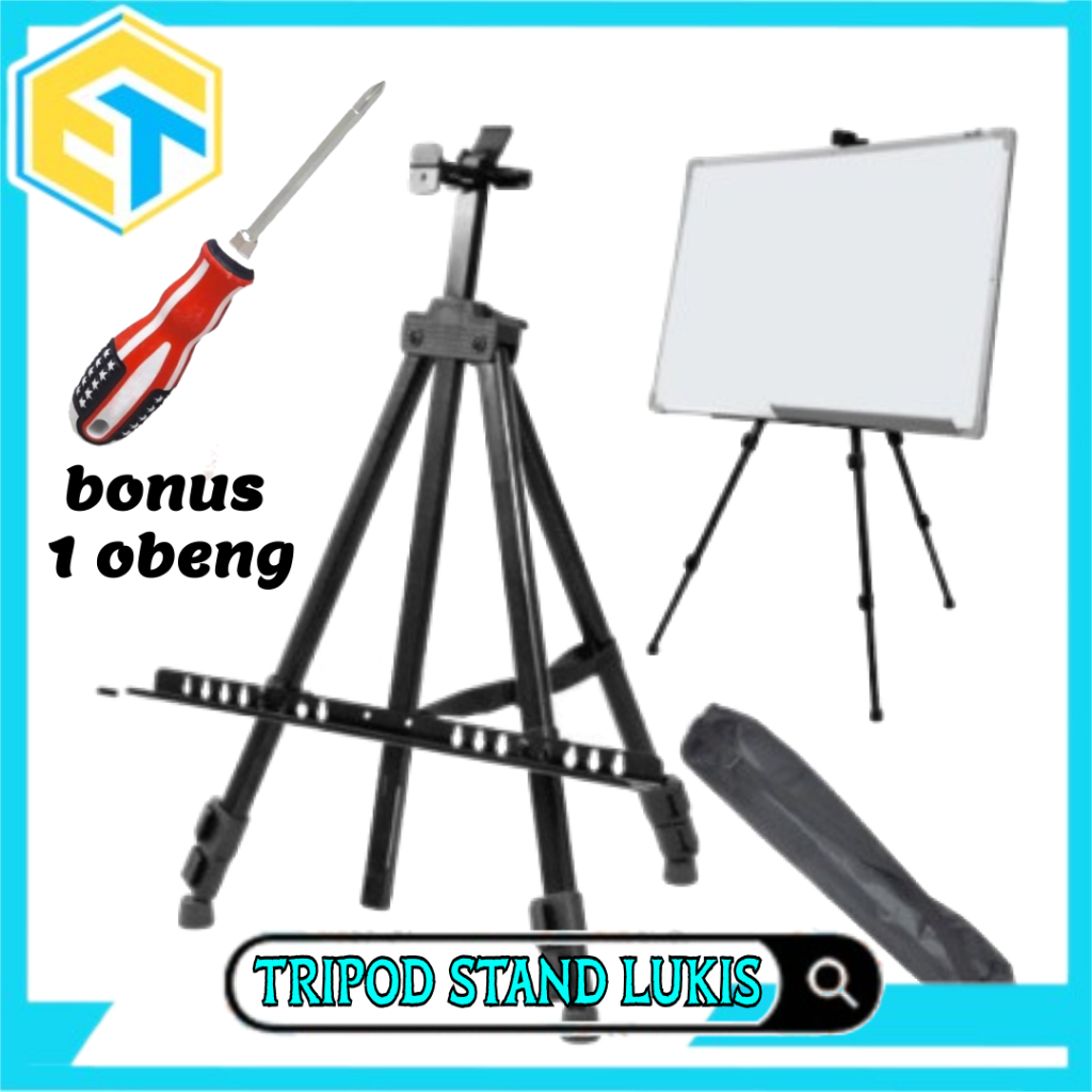 

Stand Lukis Standar Holder Papan Kanvas Standing Easel Besi Tripod Frame Foto Bonus 1 Obeng