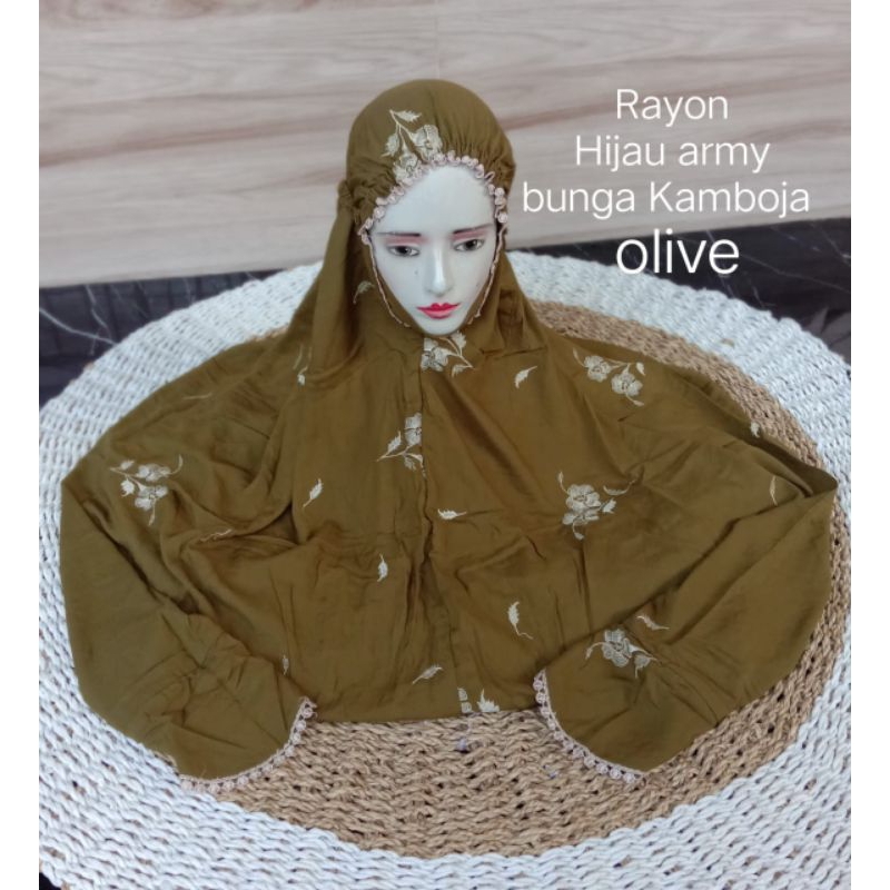 Mukena terusan rayon bordir motif bordir seribu