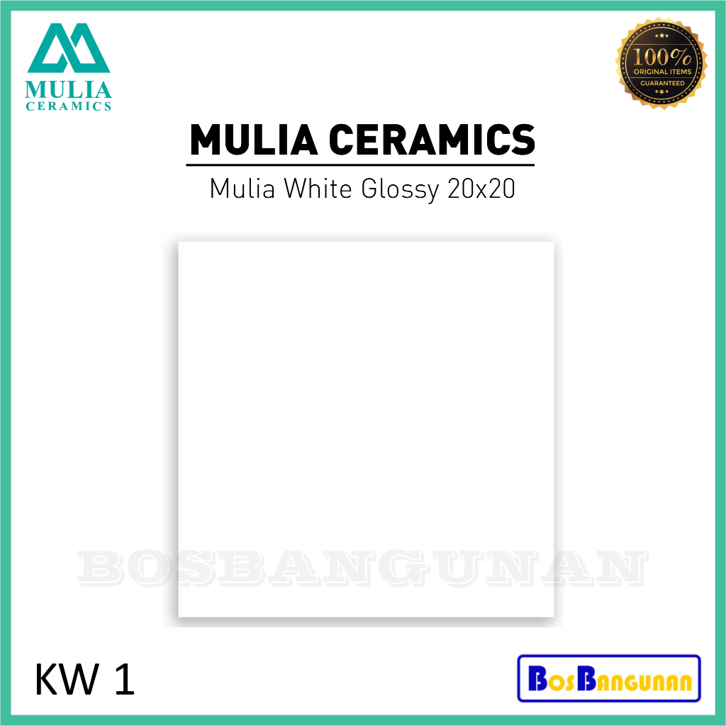 Keramik Lantai MULIA 20x20cm / Keramik Lantai Putih / MULIA GLOSSY WHITE 20X20