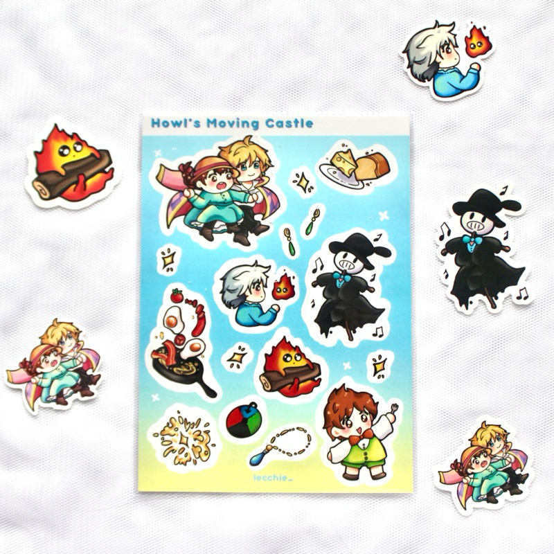 

Ghibli Howl’s Moving Castle Sticker Sheet A6 | Waterproof | Aesthetic | By Lecchie_