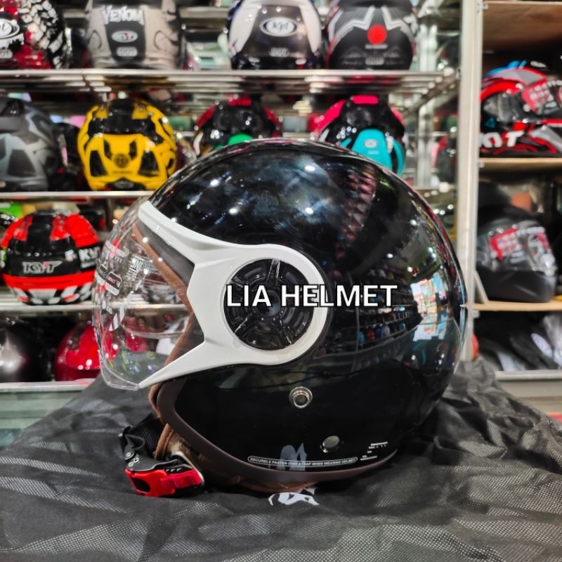 Helm Cargloss YRH Hijab retro Hitam glossy / Cargloss Hijab black glossy / cargloss hijab original /