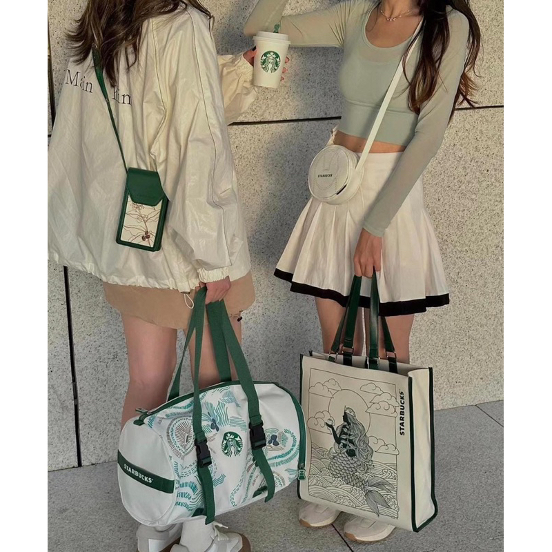 starbucks merchandise canvas totebag reusable bag bahan kanvas originl import japan motif tumbler su