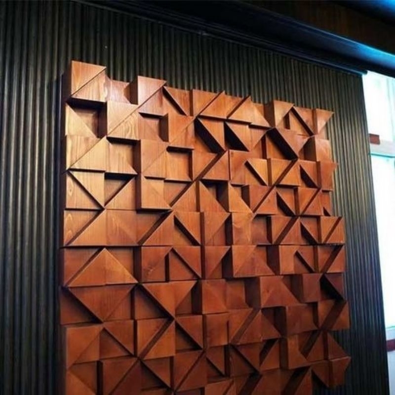 Panel Dinding Dekorasi Dinding Mewah Aesthethic Kayu Jati Handycraft 50x50cm