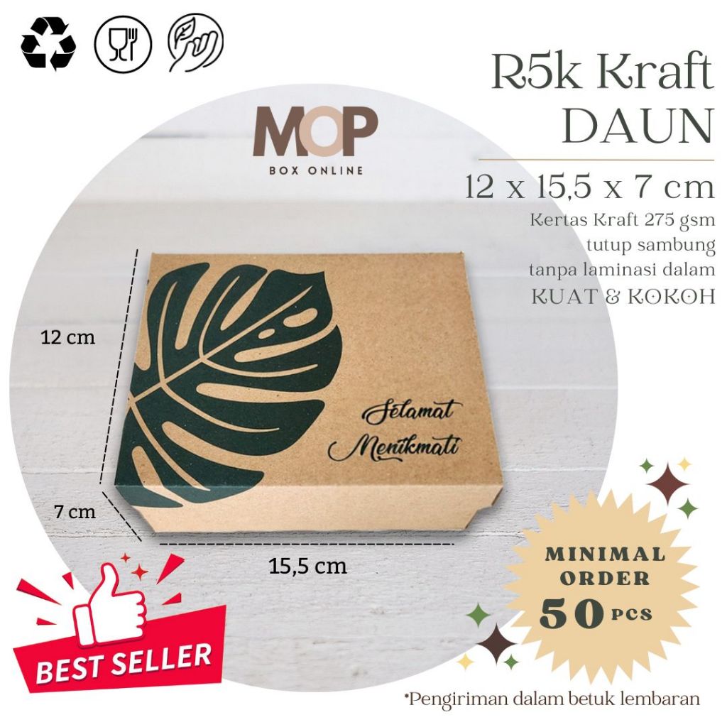 

Kotak Kue R5 Kraft DAUN 12x16 Coklat Kotak Jajan Dus Roti Murah Snack Box 16x12