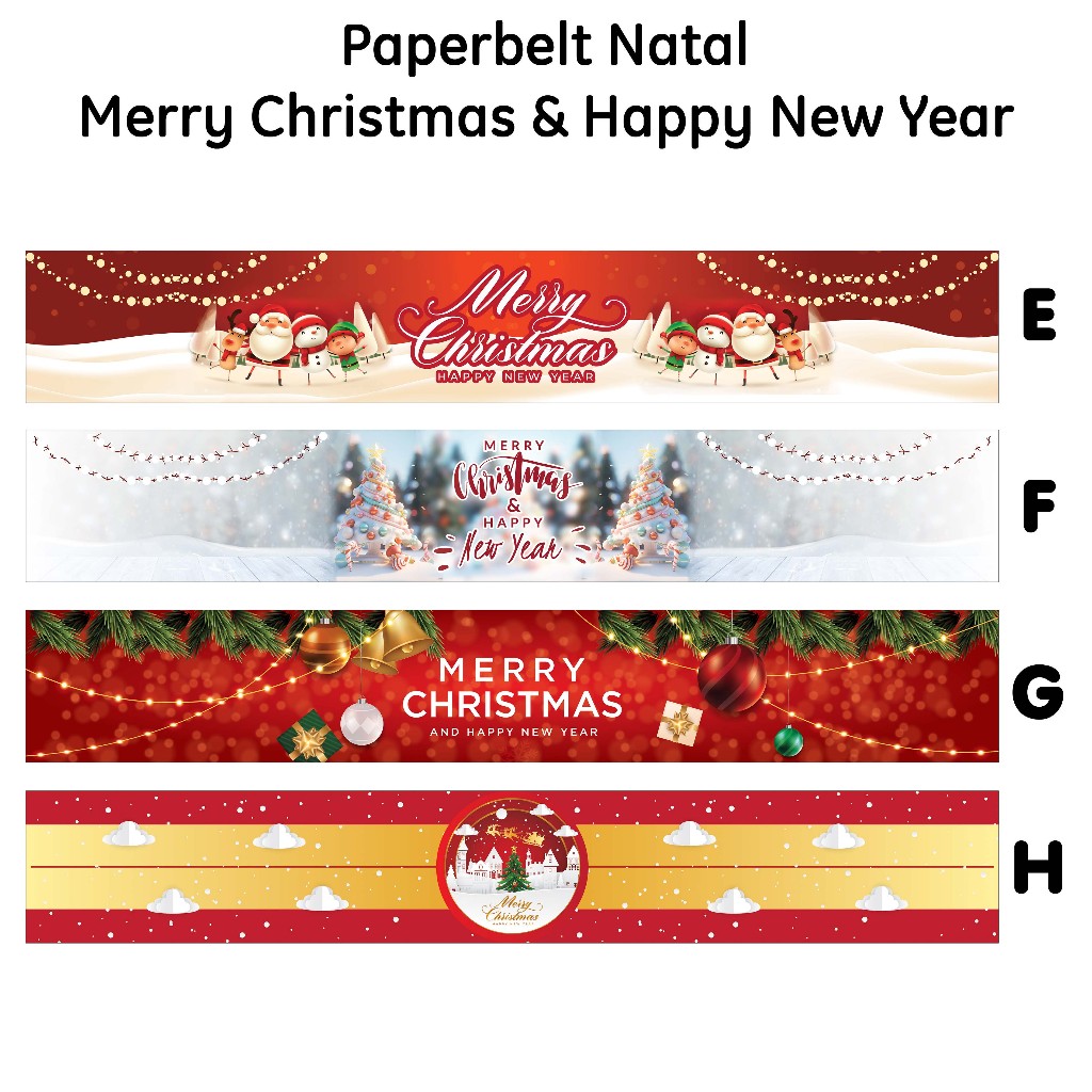 

9 pcs Paperbelt Natal Merry Christmas & Happy New Year Hiasan Sleeve Sabuk