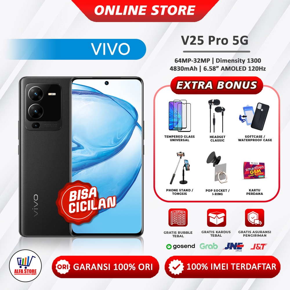Handphone Vivo V25 pro 5G NFC ram 12/256gb extended 8gb = 20/256gb garansi resmi