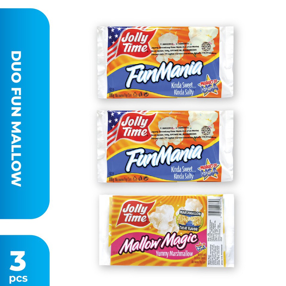 

Best Jolly Time - Paket Duo Fun Mallow (2FM, 1MM) - Mircowave Popcorn