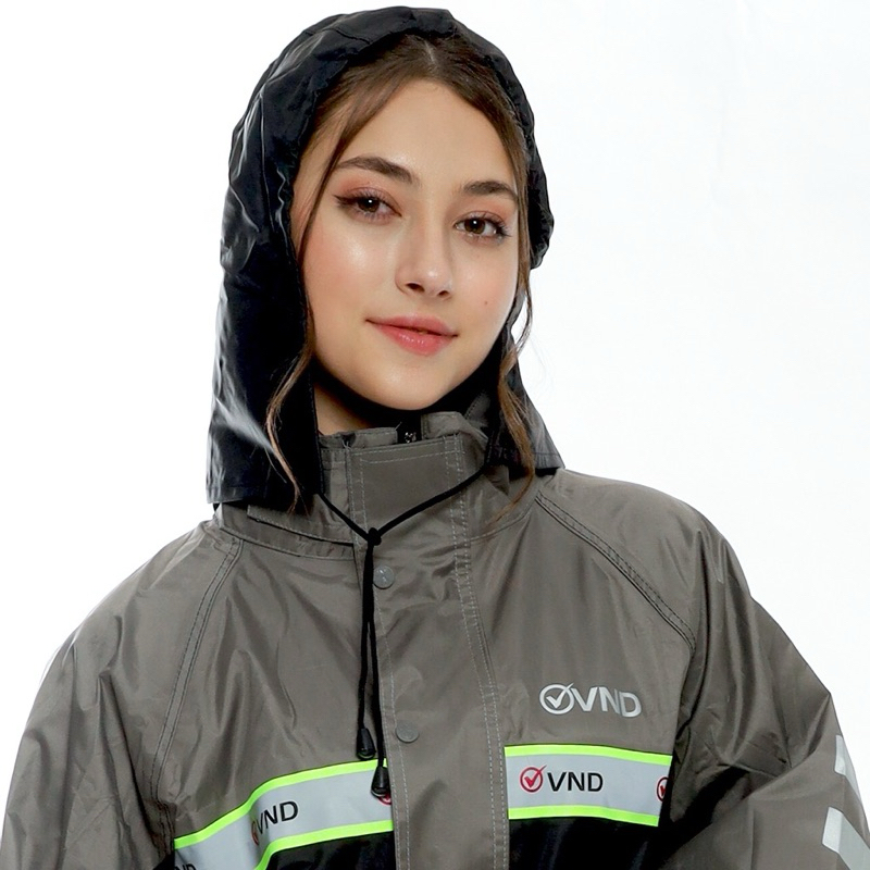 JAS HUJAN PREMIUM Jas hujan VND Jas Hujan Stelan Taslan AK 55 - BLACK/ GREY