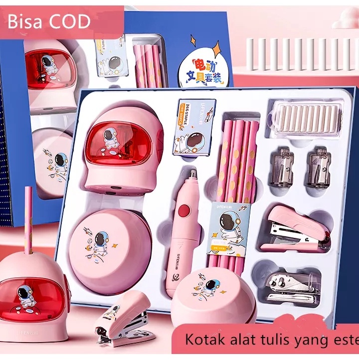 

Bestseller Electric Stationery Set / Set Alat Tulis Elektrik Rautan Penghapus Vacuum Pensil 11 In 1 Sale