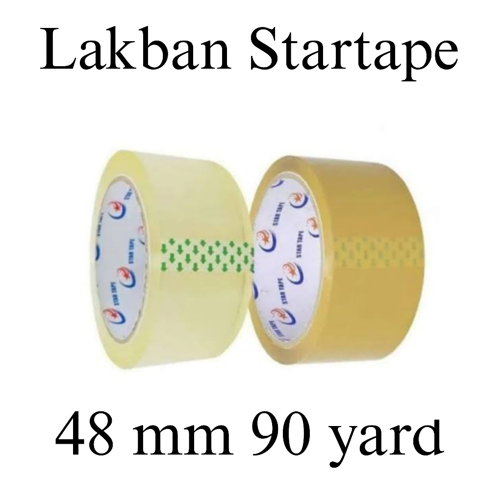 

Lakban OPP merk star tape 48mm 90yard bening, coklat