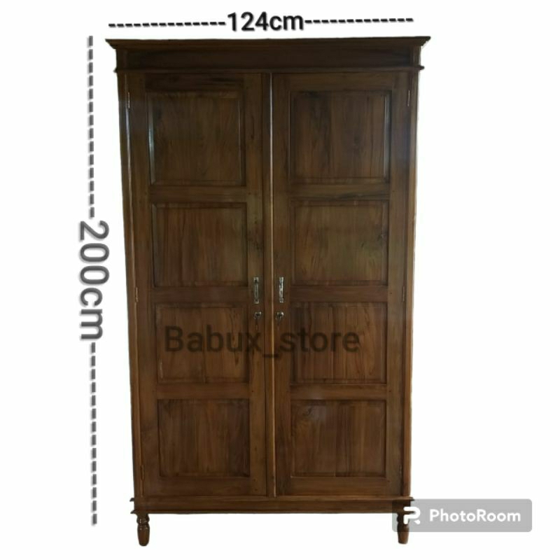 Lemari pakaian kayu jati 2 pintu