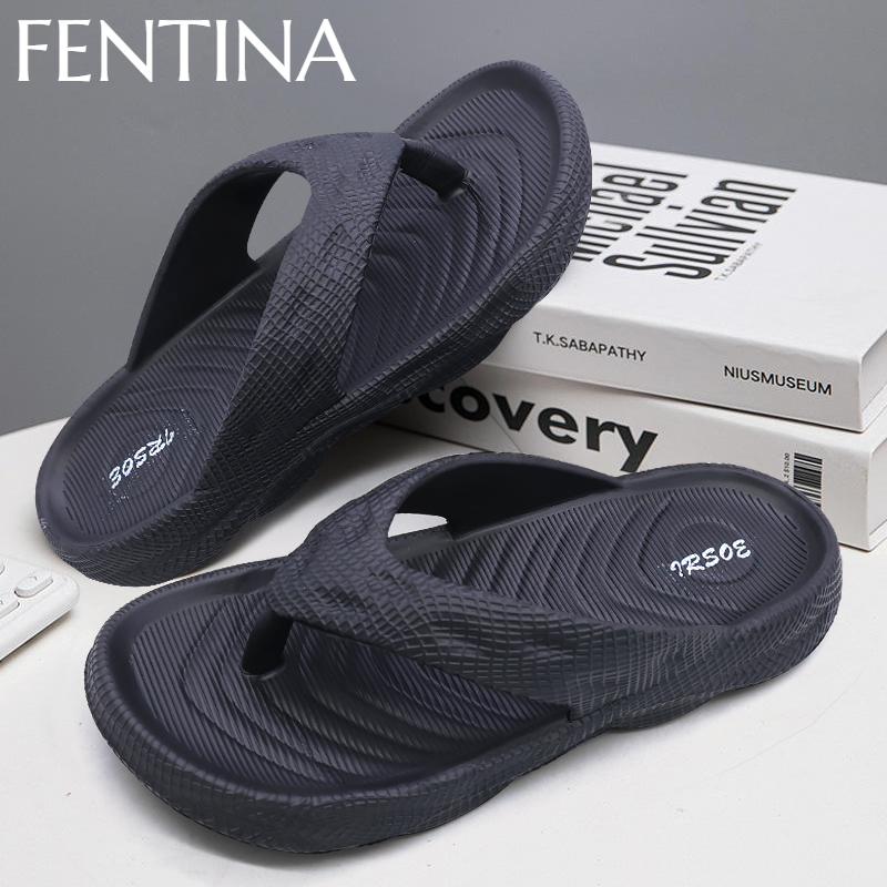 FENTINA Size 40-45 Sandal Jepit Pria Platform Sepatu Sandal Slide Pria Sendal Flat Selop Rumah Pria 