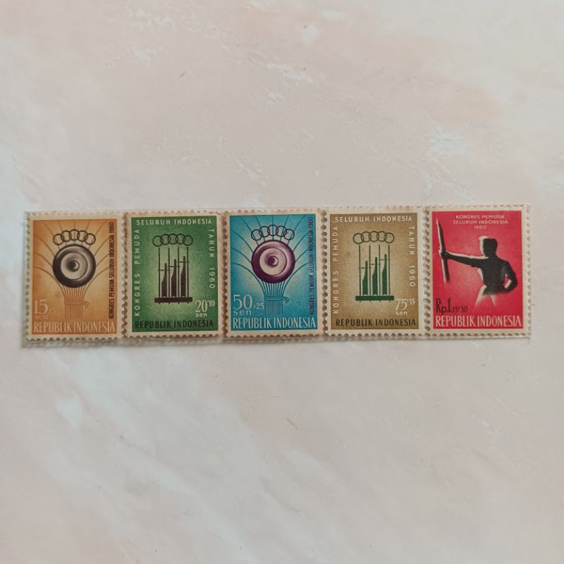 

(AC) Perangko Indonesia 1960 Konggres Pemuda Seluruh Indonesia Set Lengkap 5pcs Mint