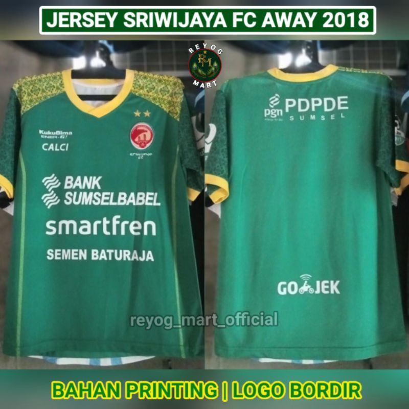 JERSEY SRIWIJAYA FC AWAY 2018 LIGA 1 GOJEK HIJAU PRINTING RETRO LOKAL