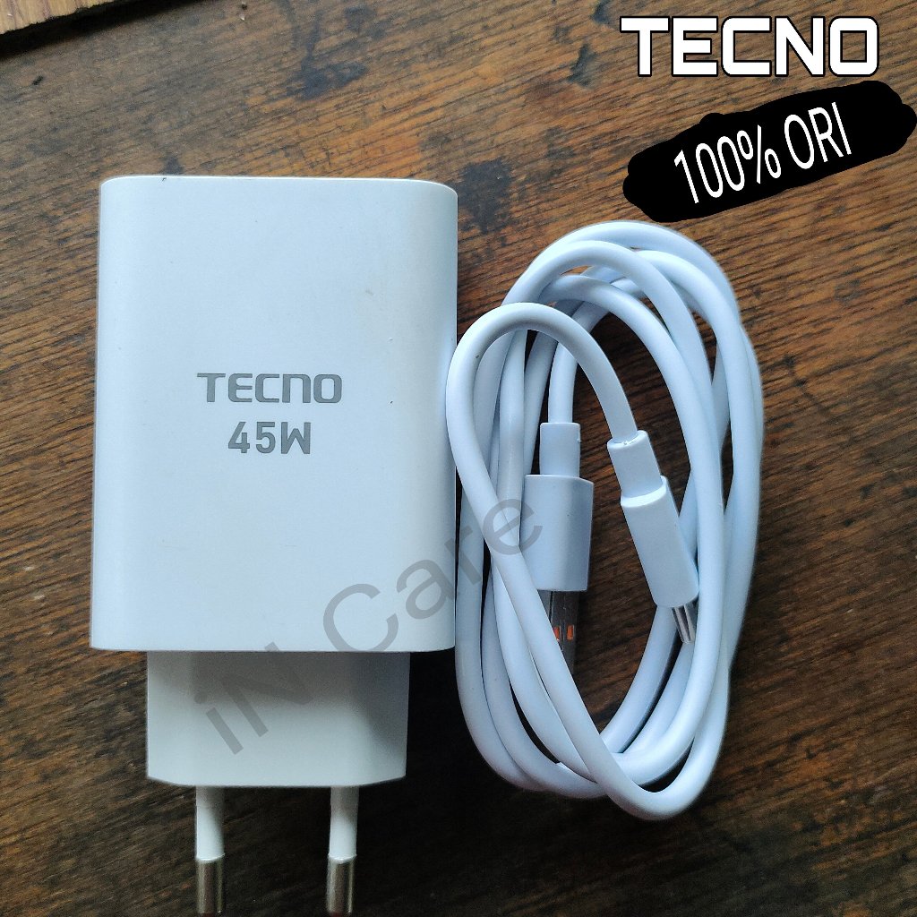 Charger TECNO POVA 4 Pro / TECNO POVA 5 Fastcharging 45W. Original Asli