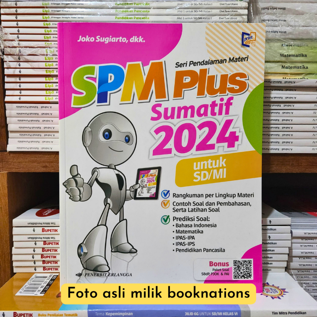 Buku Ujian US SD/MI SPM PLUS SUMATIF 2024 Penerbit Erlangga (ujian sekolah SD)