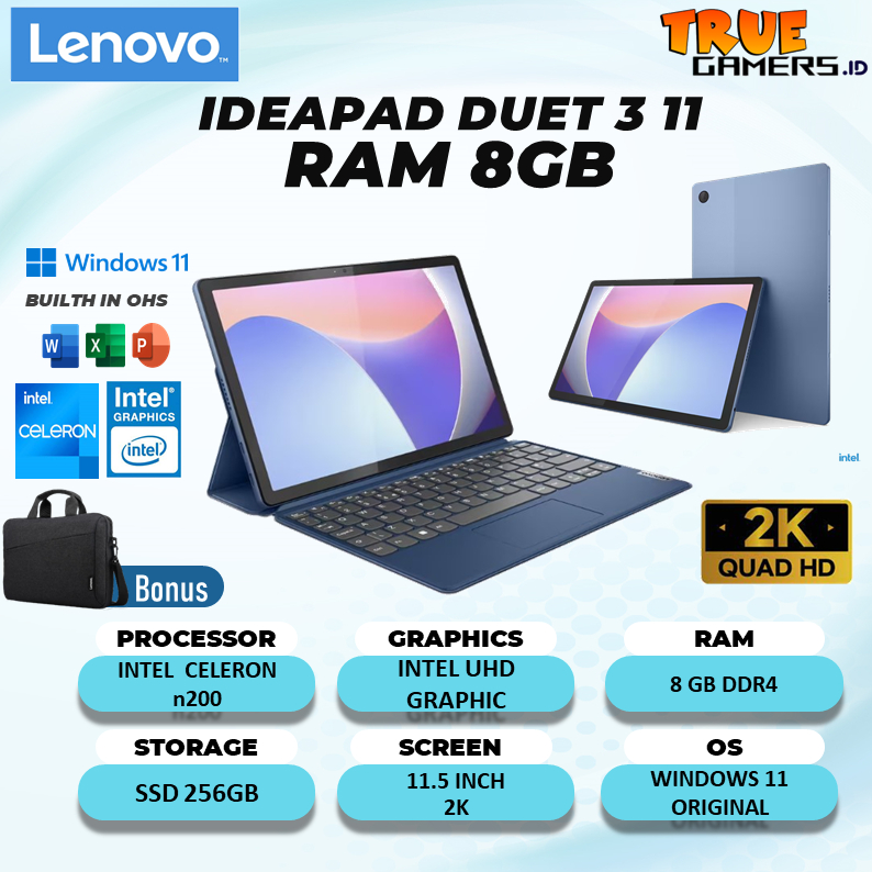 NOTEBOOK LENOVO DUET 3 10 TABLET N200 RAM 8GB 256GB WINDOWS11 10.3FHD