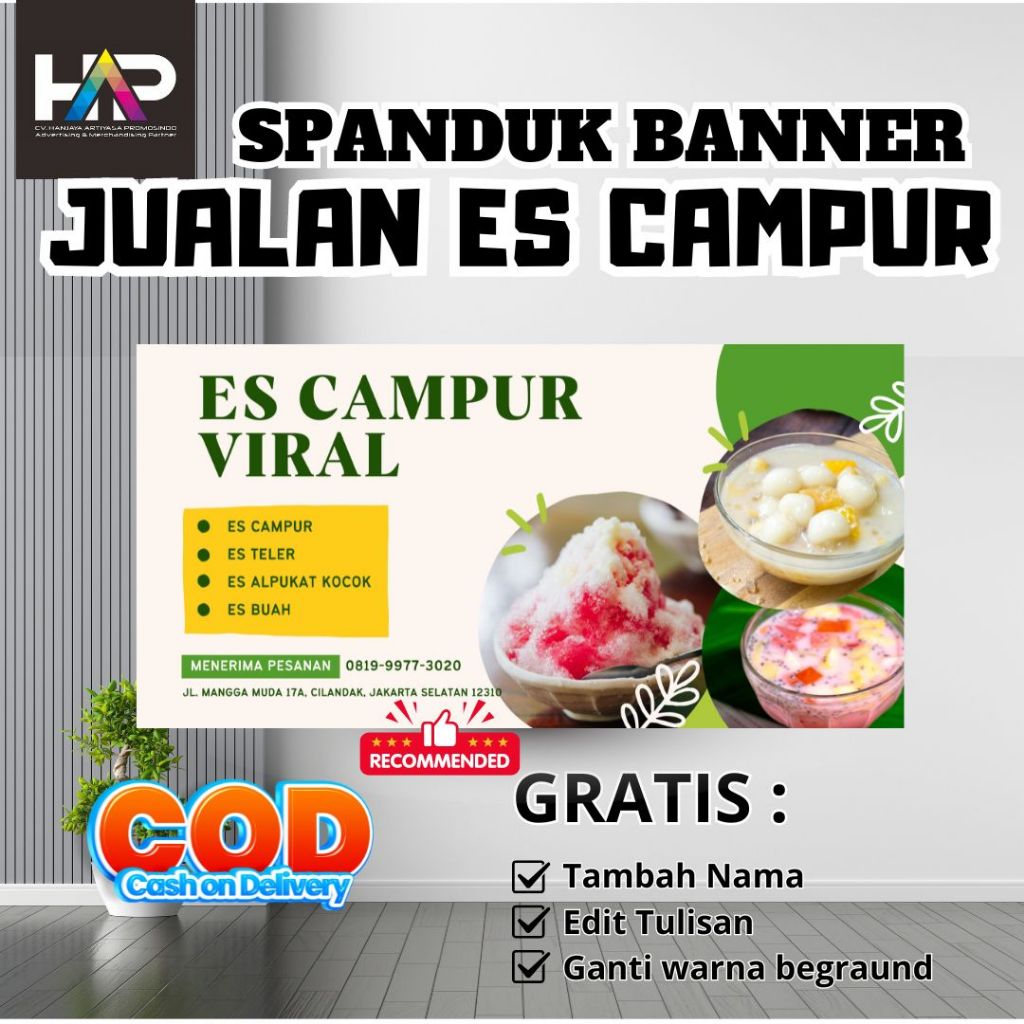 SPANDUK JUALAN ES CAMPUR | BANNER JUALAN MINUMAN KEKINIAN