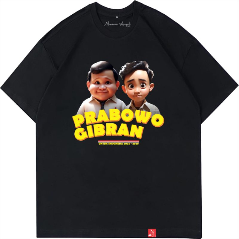 KAOS PRABOWO GIBRAN - Baju Kaos Relawan Pilpres 2024 Prabowo Gibran Gemoy Jumbo Oversize Unisex Wani