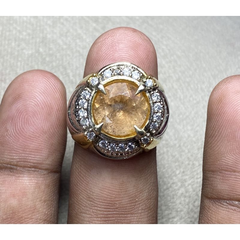 cincin batu brown topas natural sherry topaz ring asli batu topaz