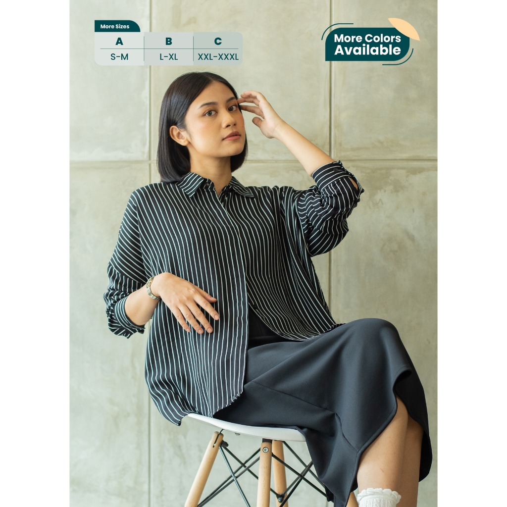 Ixora Bomi Oversized Shirt - Kemeja Wanita Oversize Lengan Panjang