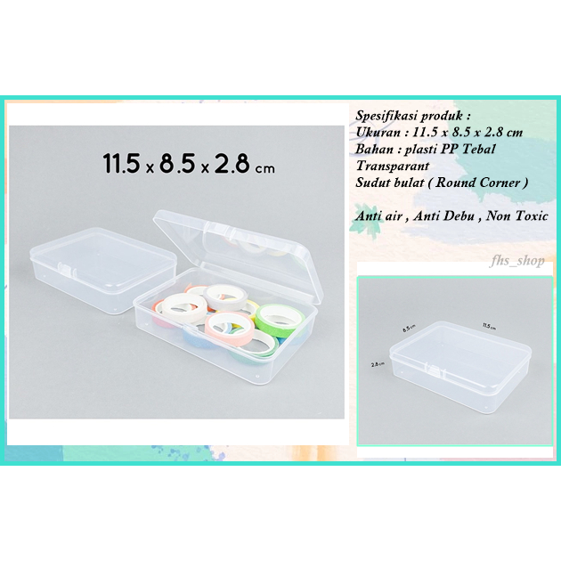 

Kotak Transparan Kotak Mini Transparan Kotak Serbaguna Tempat Transparan Plastik 11.5 x 8.5 x 2.8 cm