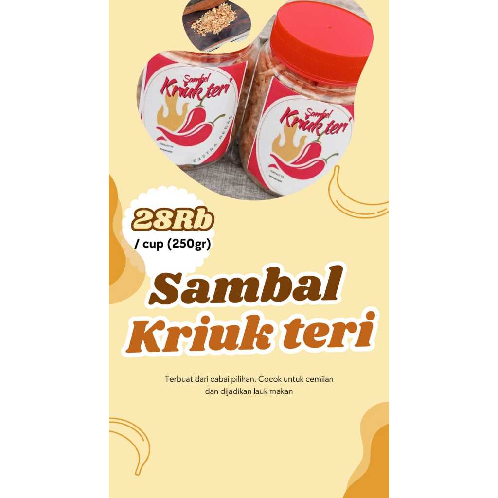 

Sambal Kriuk Teri Crispy Extra Pedas