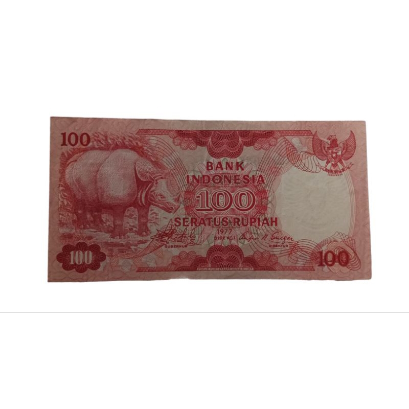 Uang kertas 100 Rupiah Badak 1977
