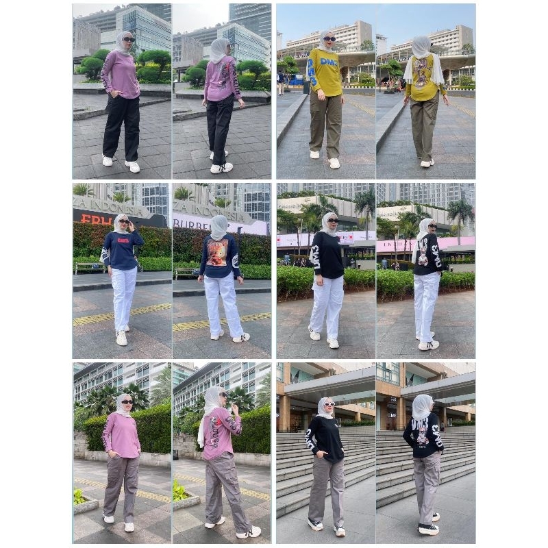 SET CELANA CARGO TOP TANGAN PANJANG by DM3 CLOTH