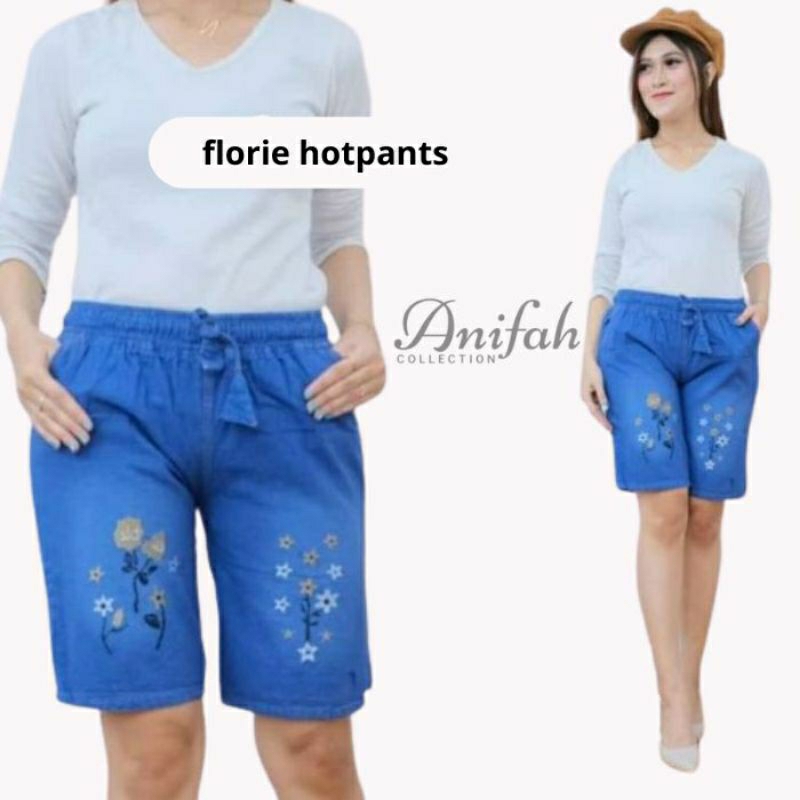 Celana Pendek Wanita Jumbo Super Jumbo Hot Pants Motif Bordir Hotpants Jeans Celana Pendek Wanita Fu