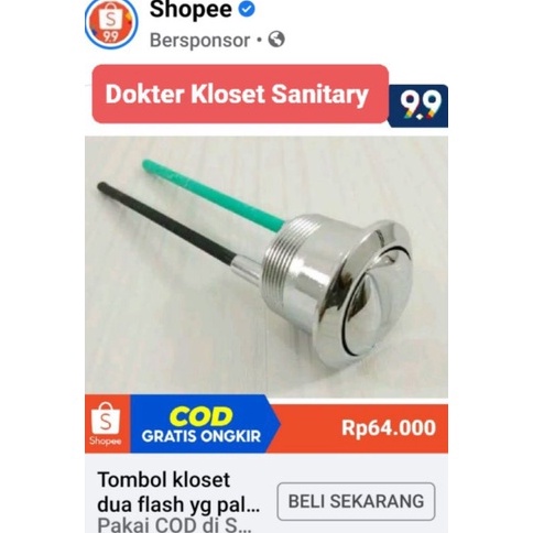 murah Tombol kloset dua flash lobang tangki kloset 4cm khusus toto geberit murah lebay belkang