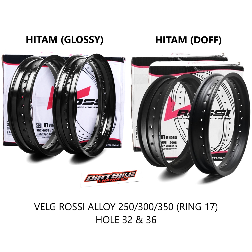VROSSI Velg Rossi 250 300 350 RING 17 Hole Lubang 32 36 Glossy Doff Kilat Kabus SUPERMOTO CRF KLX WR