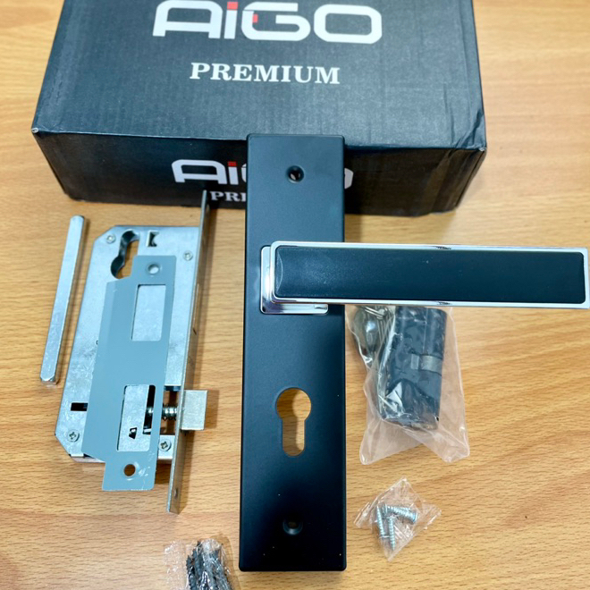 HANDLE PINTU BLACK DOFF / GAGANG PINTU MINIMALIS HITAM KOMPLIT / HANDLE PINTU KAMAR / KUNCI PINTU RU