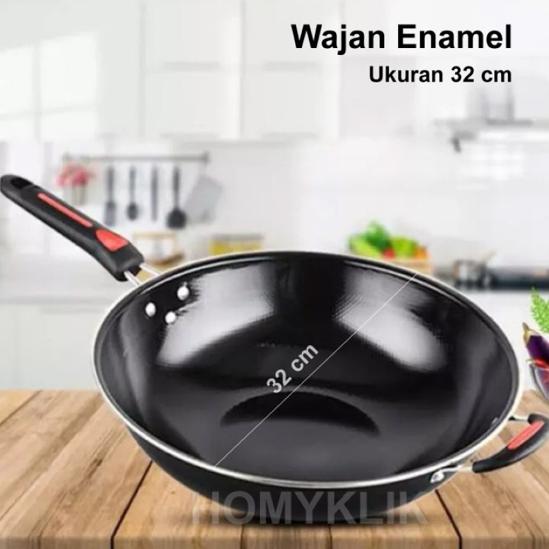 Panci Enamel 32 cm - Wajan Enamel 32 cm