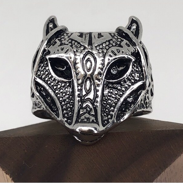 Cincin Kepala Serigala Viking Biasa S925 - Wolf Head Ring Sterling Silver / Vintage Classic Retro Ak