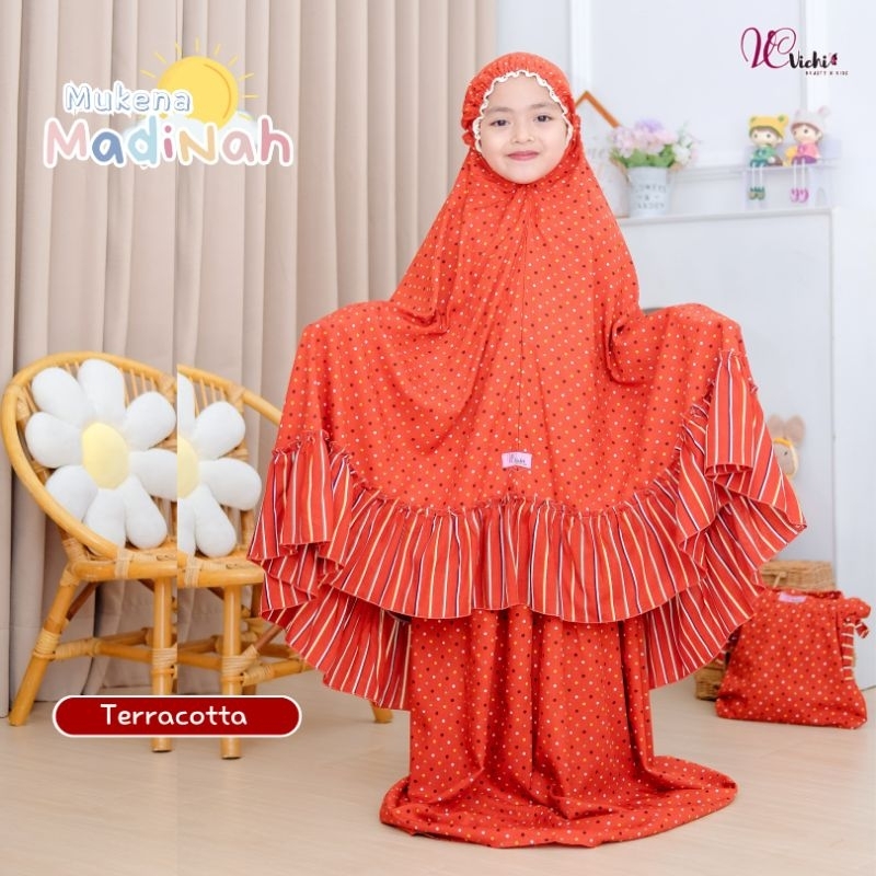 mukena Madinah bintik rayon premium by vichi anak perempuan cewek 2-12tahun bagus nyaman dan adem